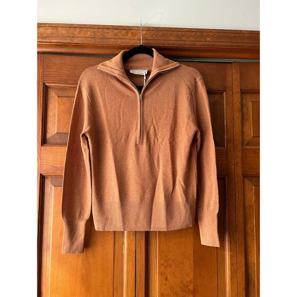 NWT Everlane Women's Luxe Merino Wool Half-Zip Sweater Tawny Brown Size S - Picture 3 of 11